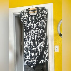 Ashley Stewart Black and White Abstract Mini Dress